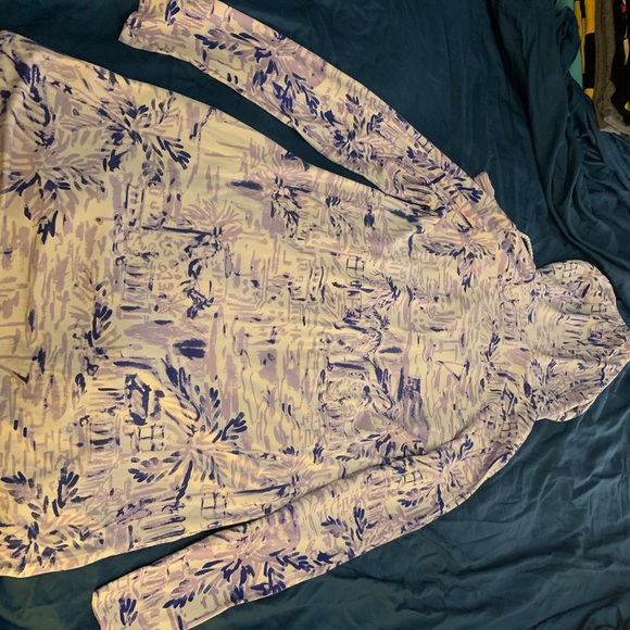 Blue roses flowery dress stretchy and form fitting - Picture 4 of 7